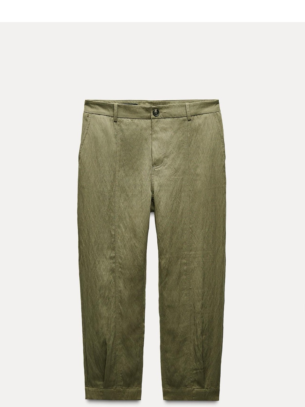 Zara Olive Green Crinkle Casual Trousers, S, worn once